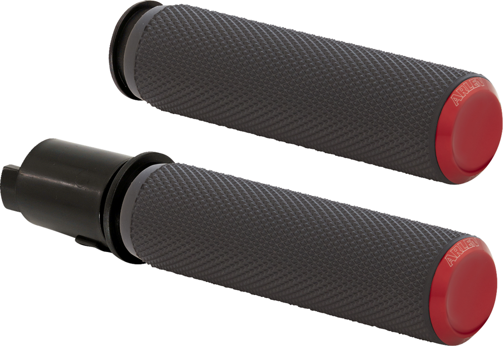ARLEN NESS Grips - Knurled - TBW - Red - 2008-2023 TOURING, SOFTAIL, DYNA MODELS