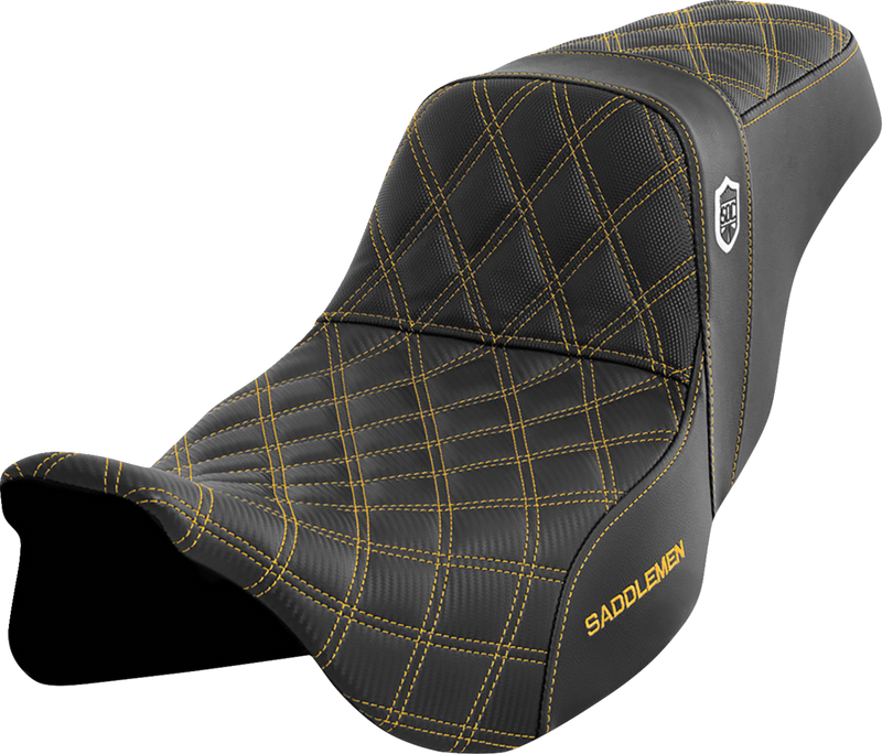 SADDLEMEN Pro Series SDC Performance Seat - w/o Backrest - Gold Stitch - Touring '08-'24