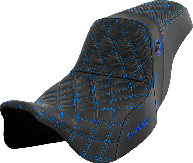 SADDLEMEN Pro Series SDC Performance Seat - w/o Backrest - Blue Stitch - Touring '08-'24