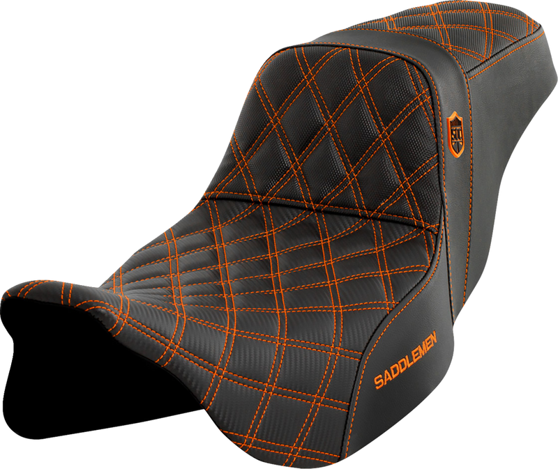 SADDLEMEN Pro Series SDC Performance Seat - w/o Backrest - Orange Stitch - Touring '08-'24