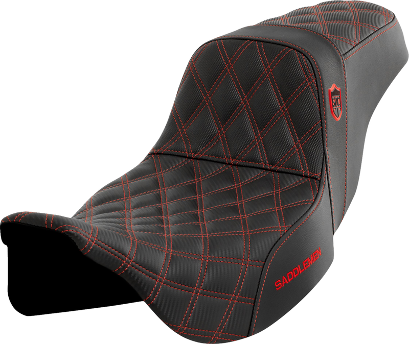SADDLEMEN Pro Series SDC Performance Seat - w/o Backrest - Red Stitch - Touring '08-'24