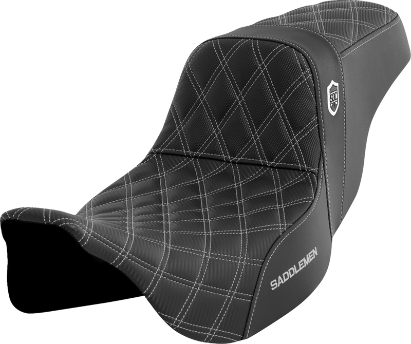 SADDLEMEN Pro Series SDC Performance Seat - w/o Backrest - Silver Stitch - Touring '08-'24
