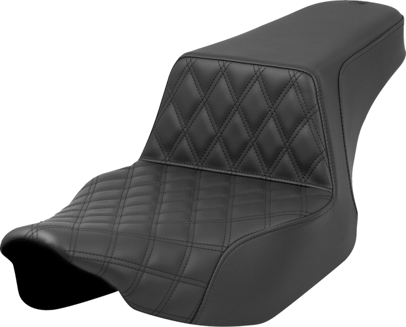 SADDLEMEN Step-Up Seat - Front Lattice Stitch - Black - Extended Reach - Touring '23.5-'25