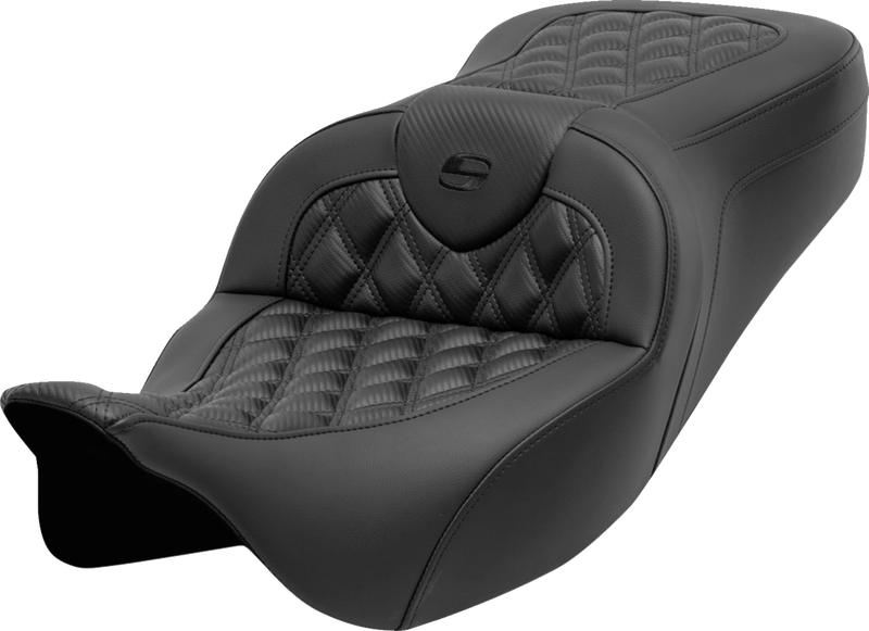 SADDLEMEN Roadsofa™ Seat - without Backrest - Lattice Stitch - Carbon Fiber - Touring '08-'24