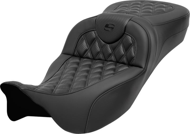 SADDLEMEN Roadsofa™ Extended Reach Seat - without Backrest - Lattice Stitch - Carbon Fiber - Touring '08-'24