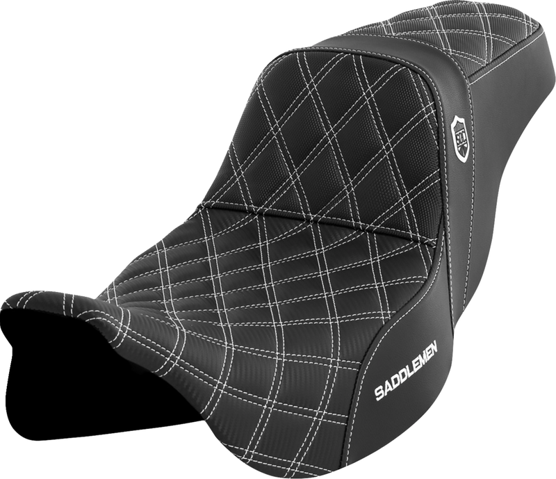 SADDLEMEN Pro Series SDC Performance Seat - w/o Backrest - White Stitch - Touring '08-'24