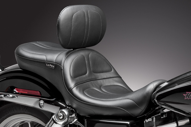 LE PERA Maverick Seat - with Backrest - Stitched - Black - Dyna '06-'17