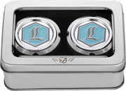 FIGURATI DESIGNS Axle Nut Cover - Front - Stainless Steel - Legends Suspension Logo - Silver FD02-FAC-SS