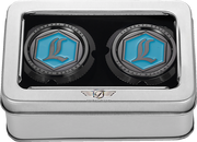 FIGURATI DESIGNS Axle Nut Cover - Front - Stainless Steel - Legends Suspension Logo - Black FD02-FAC-BLK