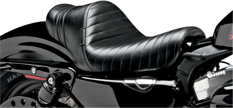 LE PERA Stubs Spoiler Seat - Pleated - Black w/ Black Stripes - Sportster '04-'22