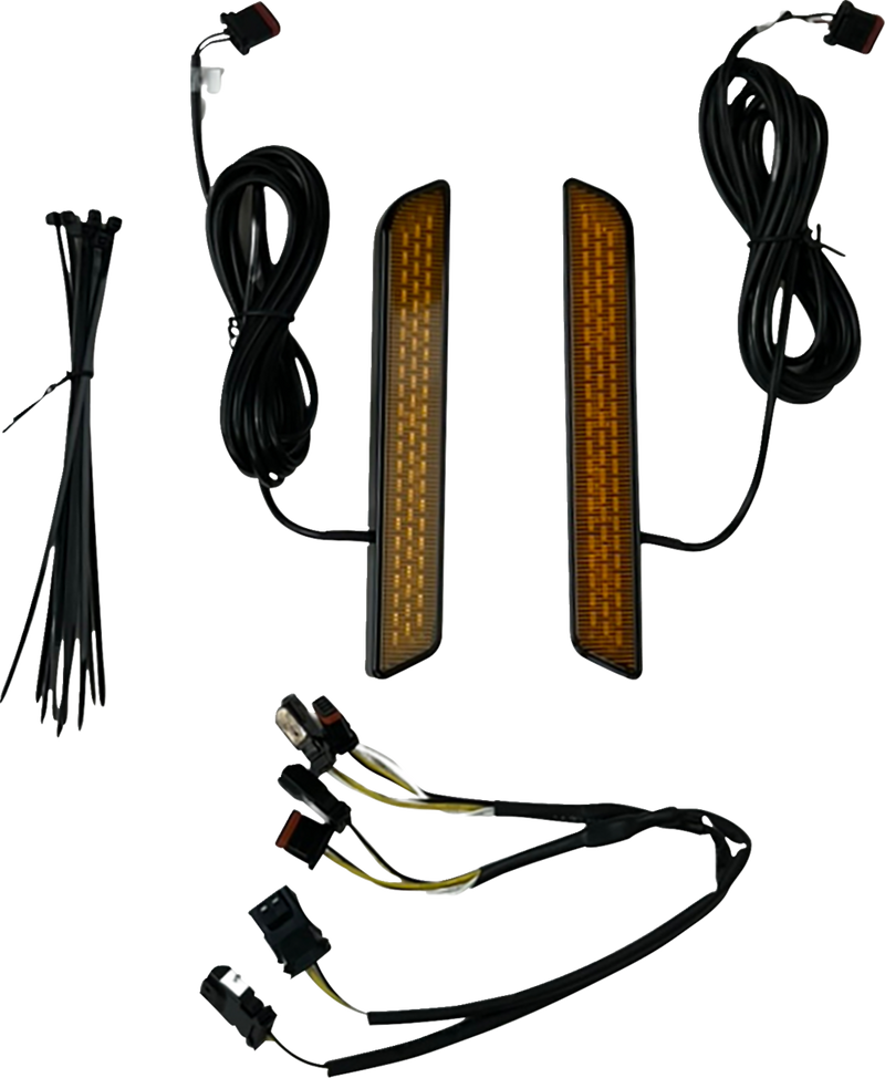 CUSTOM DYNAMICS Front Fork LED Reflector Replacements - Gloss Black - Amber