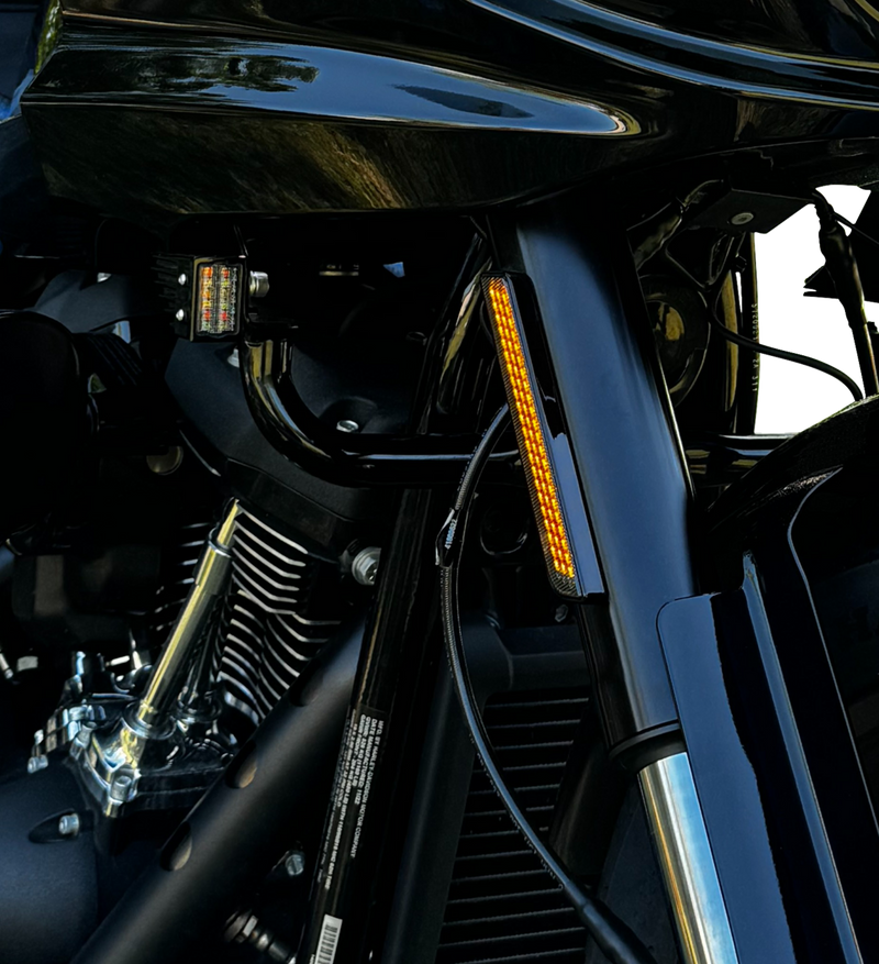 CUSTOM DYNAMICS Front Fork LED Reflector Replacements - Gloss Black - Amber