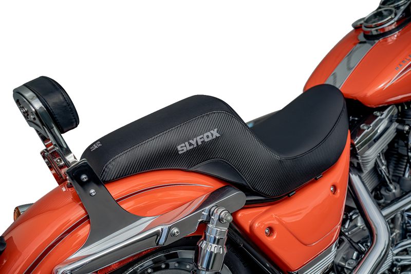 SLYFOX Drifter Seat - Gray Logo - Black Vinyl - Smooth - FXR '82-'00 SlyFox4681B