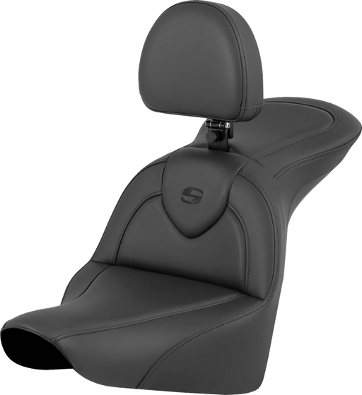 SADDLEMEN RoadSofa™ Seat - Black - with Driver Backrest - FLFB/FXBR '18-'24 818-27-187BR