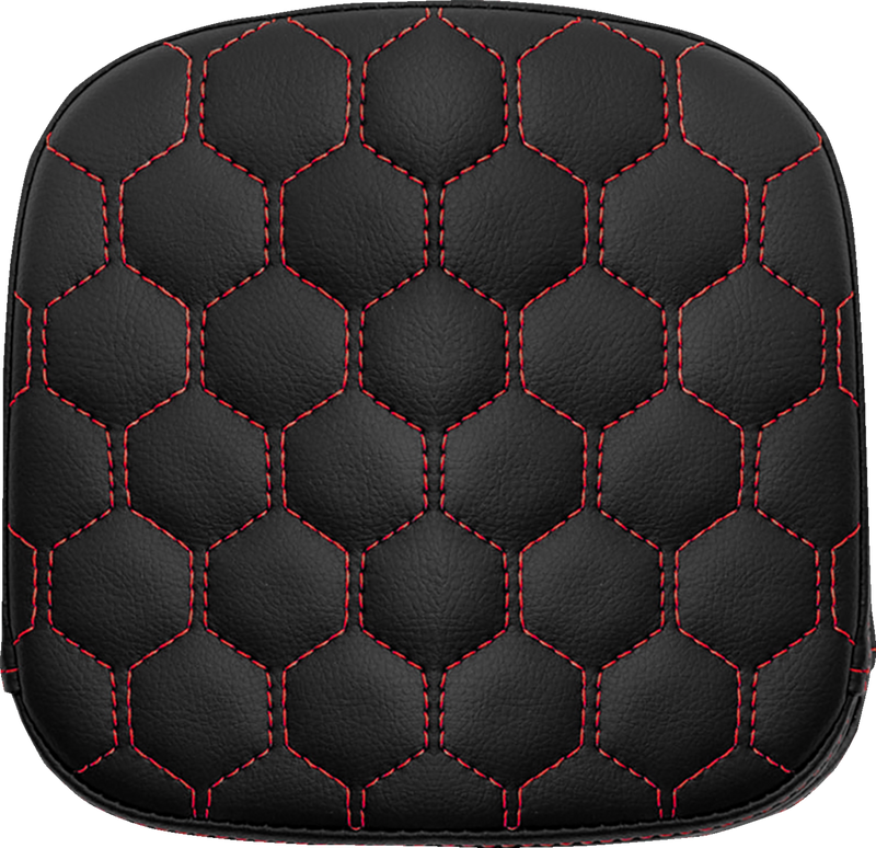 SADDLEMEN Sissy Bar Pad - Honeycomb - Red Stitching