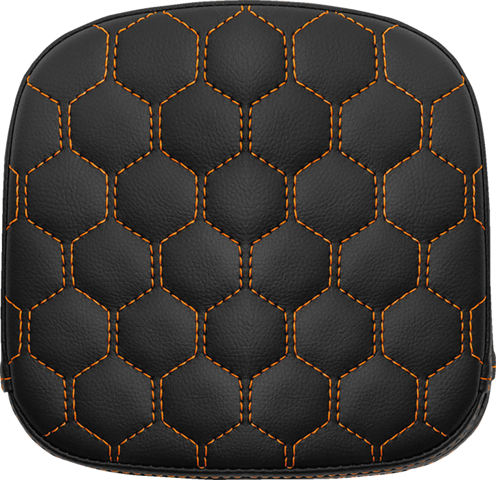 SADDLEMEN Sissy Bar Pad - Honeycomb - Orange Stitching