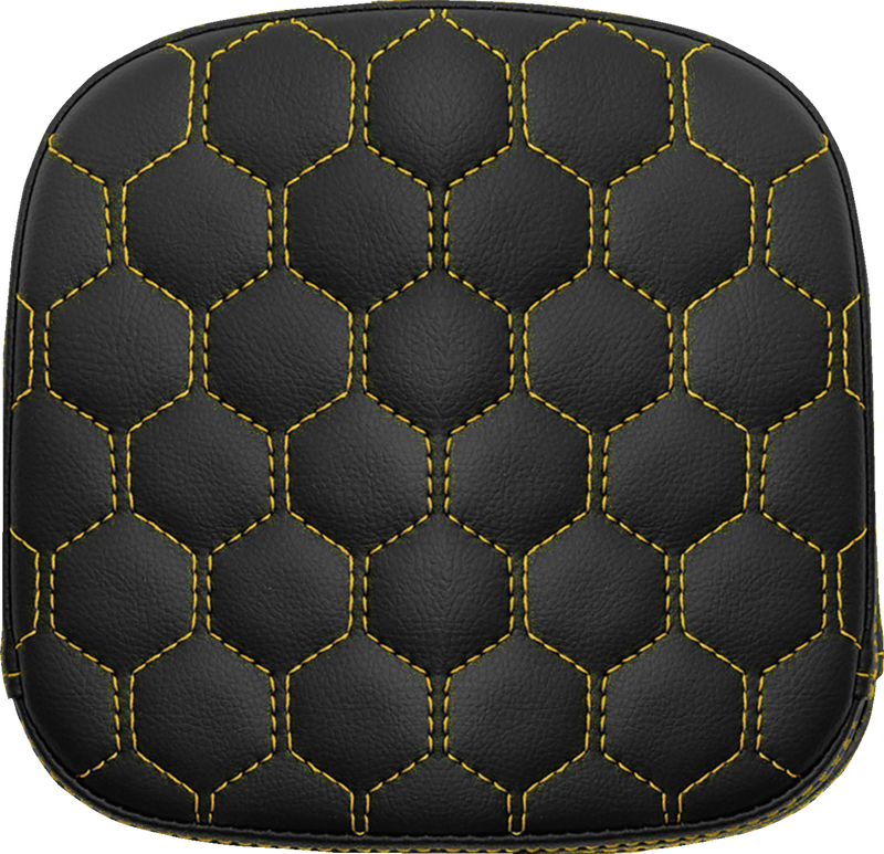 SADDLEMEN Sissy Bar Pad - Honeycomb - Gold Stitching