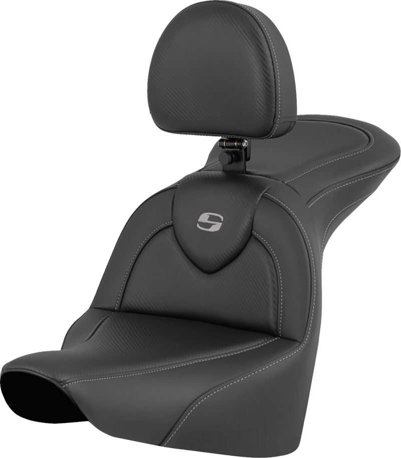 SADDLEMEN RoadSofa Seat - Carbon Fiber - with Driver Backrest - Softail '18-'24
