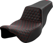 SADDLEMEN Step-Up Seat - Honeycomb - Extended Reach - Red Stitching - FL '08-'23 808-07B-17804