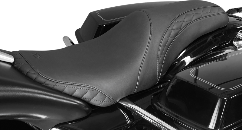 MUSTANG Tripper Fastback™ Seat for Yaffe Tank - Stitched with Small Diamond-Stitched Inlays - Touring '08-'21