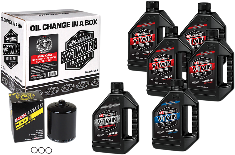 MAXIMA RACING OIL - Twin Cam Synthetic 20W-50 Oil Change Kit - Black Filter