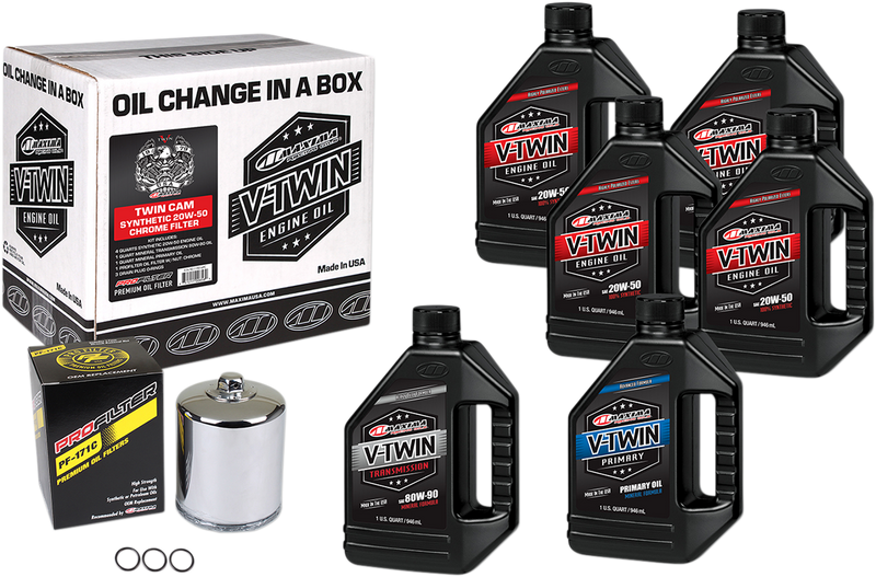 MAXIMA RACING OIL - Twin Cam Synthetic 20W-50 Oil Change Kit - Chrome Filter