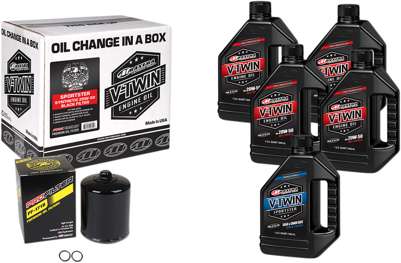 MAXIMA RACING OIL - Sportster Synthetic 20W-50 Oil Change Kit - Black Filter