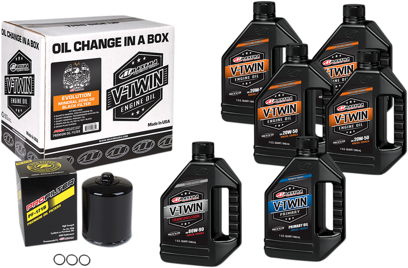 MAXIMA RACING OIL -  EVO  Mineral 20W-50 Oil Change Kit - Black Filter