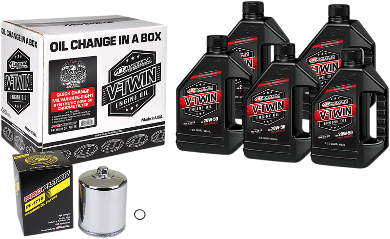 MAXIMA RACING OIL - M8 Synthetic 20W-50 Oil Change Kit - Chrome Filter