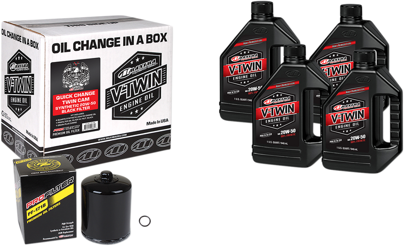 MAXIMA RACING OIL - Twin Cam Synthetic 20W-50 Oil Change Kit - Black Filter