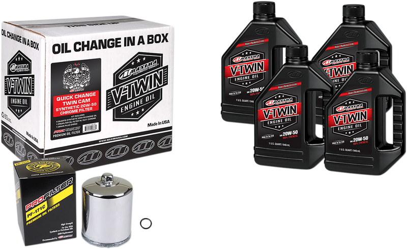 MAXIMA RACING OIL - Twin Cam Synthetic 20W-50 Oil Change Kit - Chrome Filter