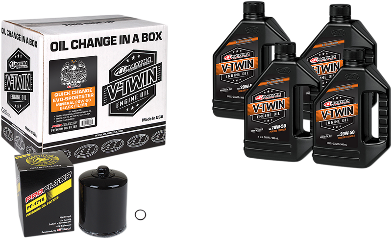 MAXIMA RACING OIL - EVO/SPORTSTER - Quick Oil Change Kit - Black Filter