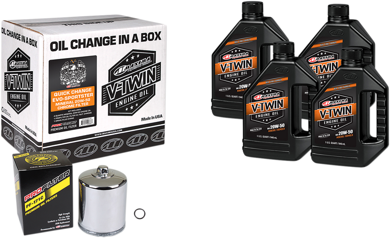 MAXIMA RACING OIL - EVO/SPORTSTER - Quick Oil Change Kit - Chrome Filter