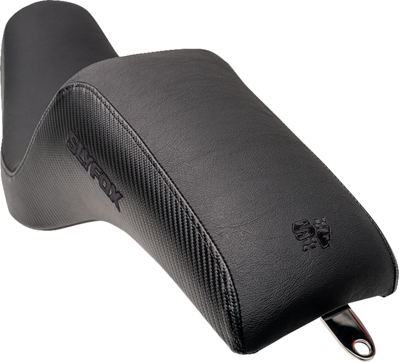 SLYFOX Drifter Seat - Black Logo - Black Vinyl w/ Slipstop - Carbon Fiber - Dyna '96-'03 4683A-slyfox