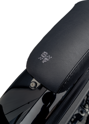 SLYFOX Drifter Seat - Gray Logo - Black Vinyl w/ Slipstop - Carbon Fiber - Dyna '96-'03 4883B-slyfox