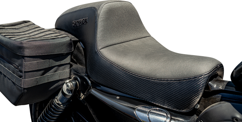SLYFOX Drifter Seat - Black Logo - Black Vinyl w/ Slipstop - Carbon Fiber - XL '04-'22 4684A-slyfox