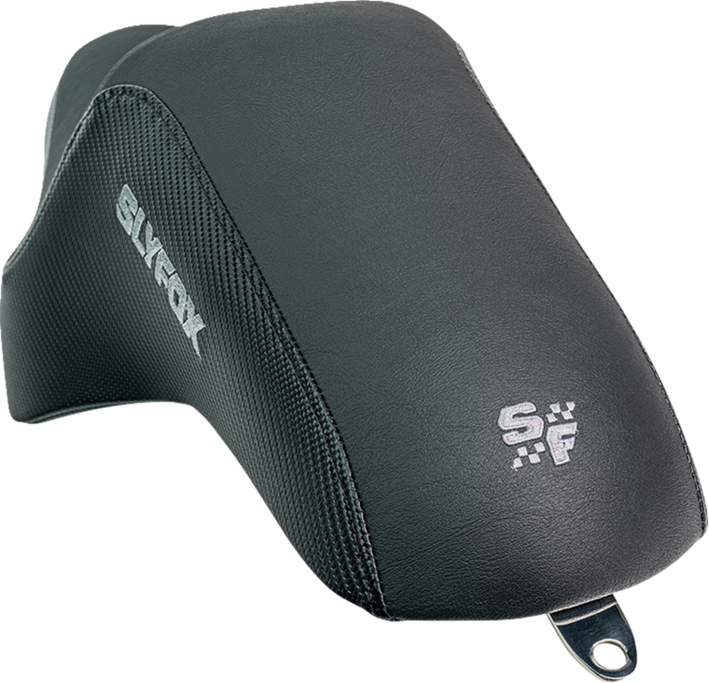 SLYFOX Drifter Seat - Gray Logo - Black Vinyl w/ Slipstop - Carbon Fiber - XL '04-'22 4684B-slyfox