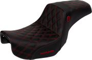 SADDLEMEN Pro Series SDC Performance Seat - Carbon Fiber/Lumbar Gripper - Red Stitch - Dyna '06-'17 SC80604RED