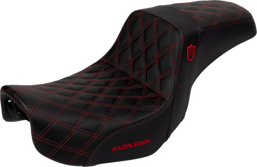 SADDLEMEN Pro Series SDC Performance Seat - Carbon Fiber/Lumbar Gripper - Red Stitch - Dyna '06-'17 SC80604RED