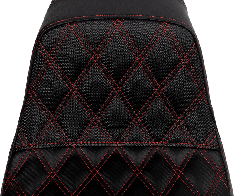 SADDLEMEN Pro Series SDC Performance Seat - Carbon Fiber/Lumbar Gripper - Red Stitch - Dyna '06-'17 SC80604RED