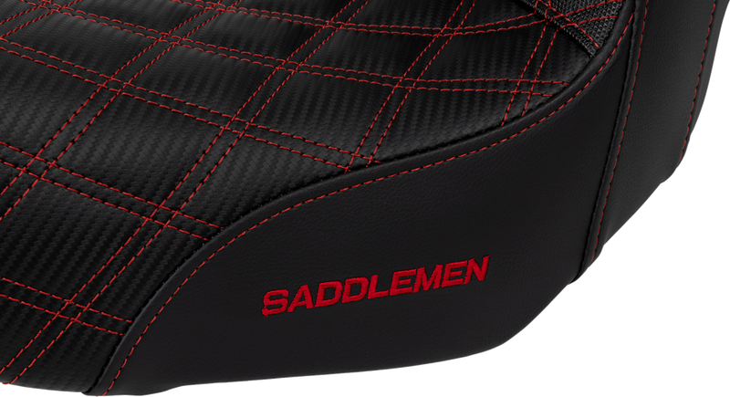 SADDLEMEN Pro Series SDC Performance Seat - Carbon Fiber/Lumbar Gripper - Red Stitch - Dyna '06-'17 SC80604RED