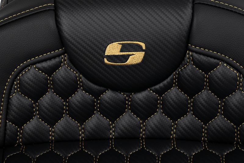 SADDLEMEN RoadSofa™ Seat - Honeycomb - Gold Stitch - Extended Reach - without Backrest - Touring '08-'24