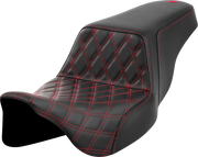 SADDLEMEN Step-Up Seat - Front Lattice Stitch - Red Stitch - FLH/FLT '08-'23 808-07B-17204