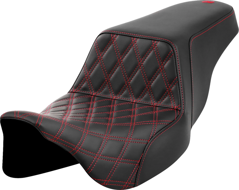 SADDLEMEN Step-Up Seat - Front Lattice Stitch - Red Stitch - FLH/FLT '08-'23 808-07B-17204
