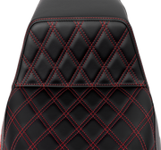 SADDLEMEN Step-Up Seat - Front Lattice Stitch - Red Stitch - FLH/FLT '08-'23 808-07B-17204