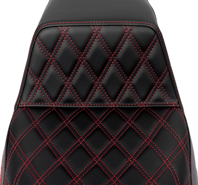 SADDLEMEN Step-Up Seat - Front Lattice Stitch - Red Stitch - FLH/FLT '08-'23 808-07B-17204
