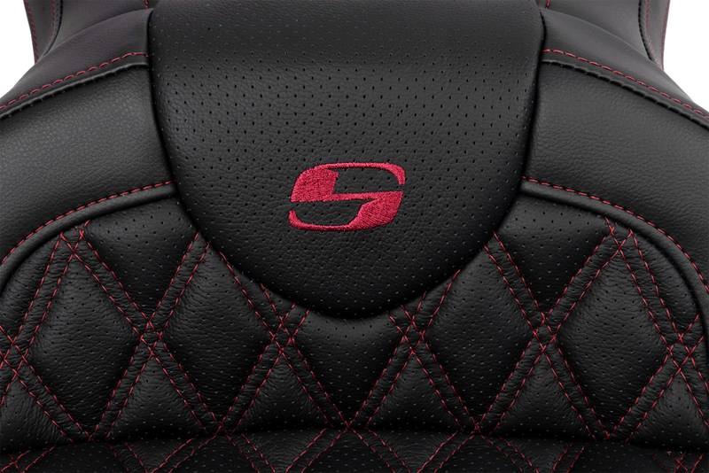 SADDLEMEN Roadsofa™ Seat - with Backrest - Wine Berry Stitch - Touring '08-'24