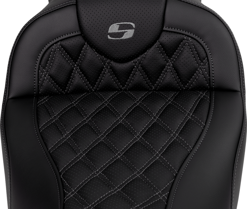 SADDLEMEN Roadsofa™ Seat - with Backrest - Dark Gray Stitch - Touring '08-'24