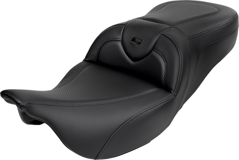 SADDLEMEN Roadsofa™ Seat - with Backrest - Carbon Fiber - Black Stitch - Touring '08-'24