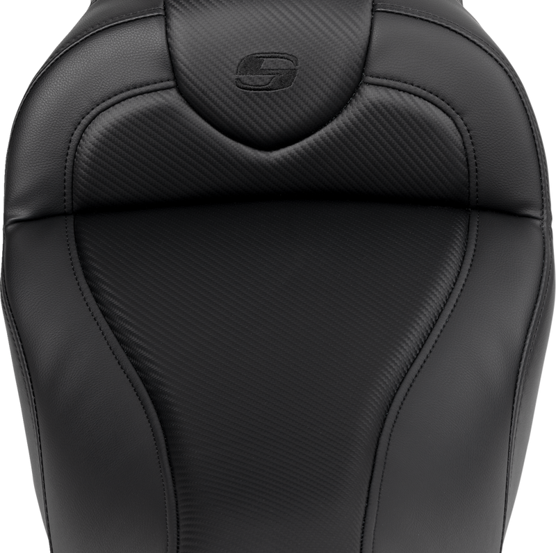 SADDLEMEN Roadsofa™ Seat - with Backrest - Carbon Fiber - Black Stitch - Touring '08-'24